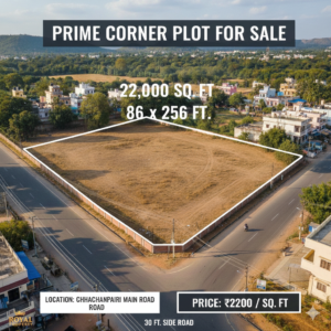 Old Dhamtari Road Chhachanpairi Main Road-22,000 sq.ft area Rate-2200 /sq.ft. for Corner Plot 30-feet side road